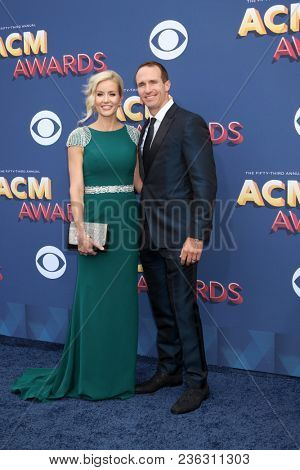 LAS VEGAS - APR 15:  Drew Brees at the Academy of Country Music Awards 2018 at MGM Grand Garden Arena on April 15, 2018 in Las Vegas, NV