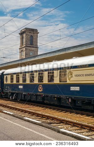 Ruse City, Bulgaria - August 29, 2017. The Legendary Venice Simplon Orient Express Is Ready To Depar
