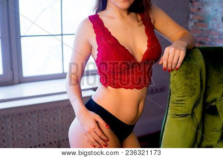A Portrait Of A Beauriful Woman In A Lingerie