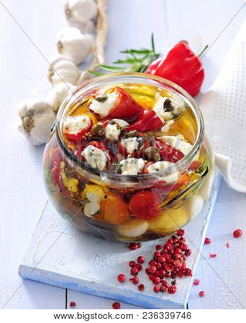 Goat Cheese Stuffed Sweet Red Pepper In Extra Virgin Olive.