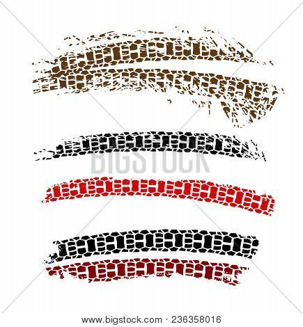 Motorcycle Tire Tracks Vector Illustration. Grunge Element Useful For Poster, Print, Flyer, Book, Br