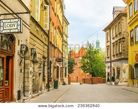 Warsaw, Poland - June 30, 2013: Old Street In The Old Town, Warsaw, Poland. Warsaw Postcard