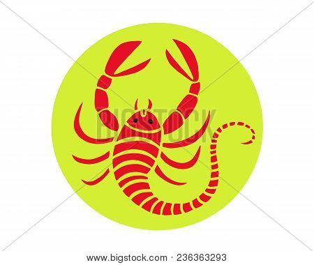 Crayfish On Green Background. Colorful Sketch Of Crayfish. Cartoon Illustration Of Red Crayfish