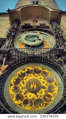 Old Town Hall Tower (staromestska Radnice) With Astronomical Clock In Prague, Czech Republic