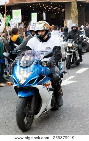 London, United Kingdom, 14th April 2018:- Bikers Leading A Silent March From Kensington Town Hall To