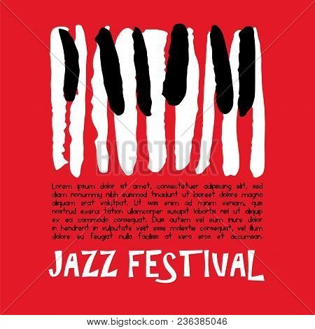 Grunge Black And White Piano Keyboard. Stock Vector Illustration For Poster, Music Performance, Jazz