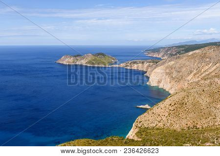 Beautiful Coast In The North Of The Island Of Kefalonia. Assos Village. Greece