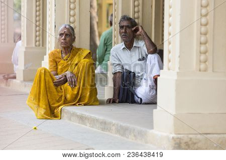 Ashram Of Sri Ramana Maharshi, Tiruvannamalai, Tamil Nadu, India - March Circa, 2018. Unidentified W