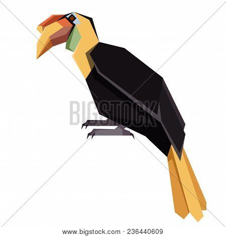 Vector Image Of The Flat Geometric Winkled Hornbill