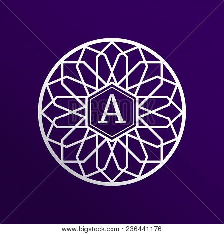 Vector Logo With Leter A. Silvery Flower Logotype. Beauty And Fashion Emblem, Brand, Company Name. R