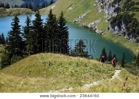 Hikers In The Alps