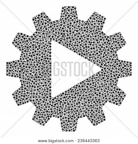 Automation Composition Of Round Dots In Variable Sizes And Color Tones. Dots Are Combined Into Autom