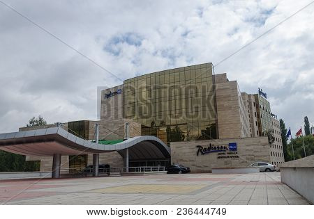 Yerevan, Armenia - October 04, 2017: Hotel Erevan Radisson Blu, Cloudy Sky