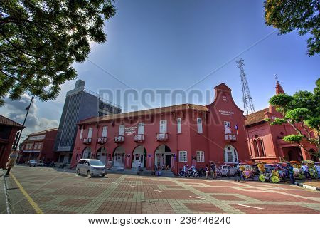 Malacca, Malaysia - July 22, 2017: Malacca Art Gallery In Malacca City, Malaysia. It Was Built In 17