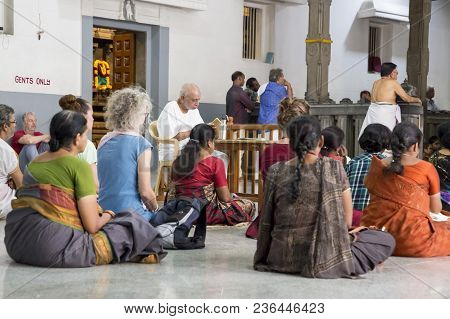 Ashram Of Sri Ramana Maharshi, Tiruvannamalai, Tamil Nadu, India - March Circa, 2018. Unidentified W
