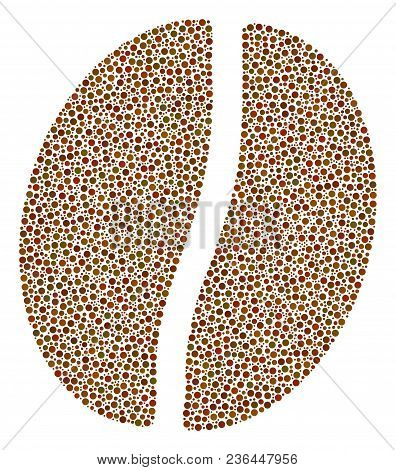 Coffee Bean Composition Of Small Circles In Different Sizes And Color Hues. Round Dots Are Grouped I