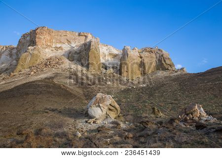 Beautiful Mountain Canyon In The Desert. Boszhira In Ustyurt Plateau, Kazakhstan