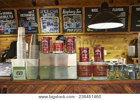 Johor Bahru, Johor: July 22 2018 - Coffee Shop Bar Counter One Of Shop Locate At Jalan Seget, Johor