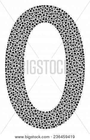 Zero Digit Collage Of Circle Dots In Various Sizes And Color Tones. Small Circles Are United Into Ze