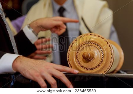 Classical Torah Scrolls In Religious Services In A Synagogue, Especially During The Barmitzvah Holid