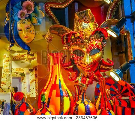 Venetian Masks Colorful Glass Venice Italy Masks Used Since The 1200s For Carnival, Which Were Celeb
