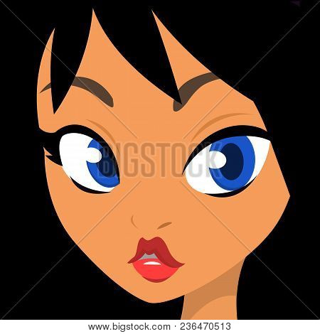 Cartoon Illustration Of Woman Face Avatar. Big Set Of Woman Faces