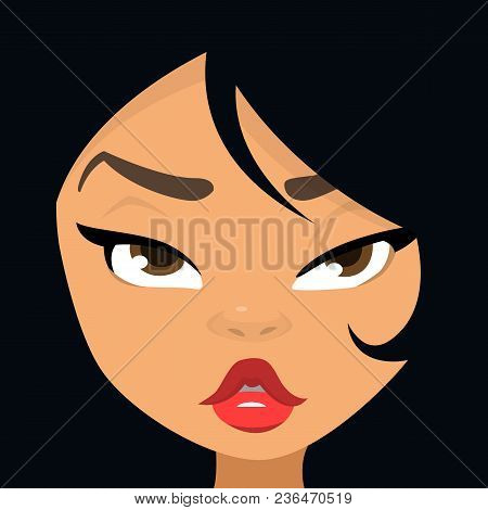 Cartoon Illustration Of Woman Face Avatar. Big Set Of Woman Faces