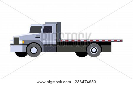 Minimalistic Icon Flatbed Truck Front Side View. Utility Service Vehicle. Vector Isolated Illustrati