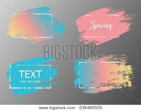 Vector Hand Drawn Artistic Design Element, Box, Frame Or Background For Text. Brush Stroke With Brig