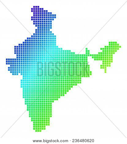 Spectrum Dotted Pixel India Map. Vector Geographic Map In Bright Colors On A White Background. Spect