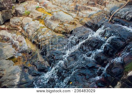 Small Waterfall Vietnam Asia Summer Park Rock