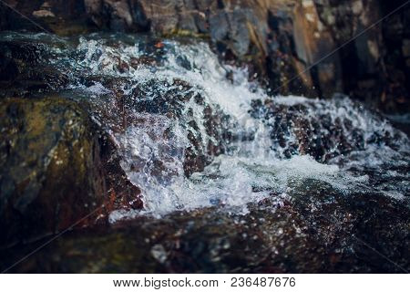 Small Waterfall Vietnam Asia Summer Park Rock