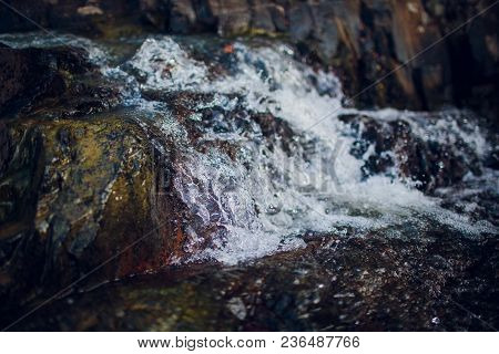 Small Waterfall Vietnam Asia Summer Park Rock
