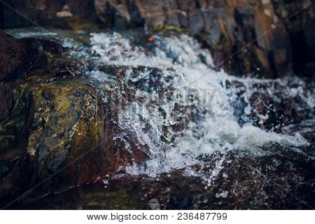 Small Waterfall Vietnam Asia Summer Park Rock