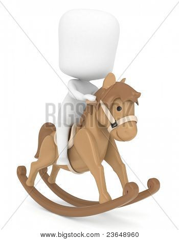 3D Abbildung eines Kind Reiten einem Schaukelpferd