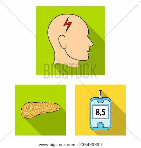 Diabetes Flat Icons In Set Collection For Design. Treatment Of Diabetes Vector Symbol Stock  Illustr