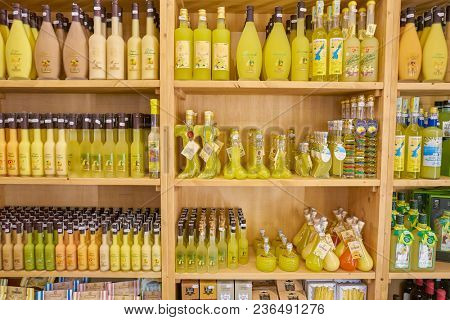 ROME, ITALY - CIRCA NOVEMBER 2017: shelves in a grocery store in Rome.