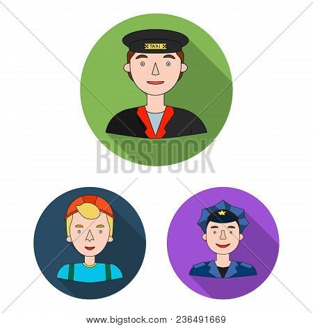 People Of Different Professions Flat Icons In Set Collection For Design. Worker And Specialist Vecto