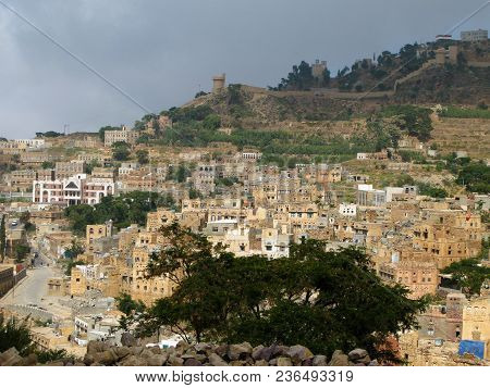 Aerial View To Mahwit City And Haraz Mountain, Yemen
