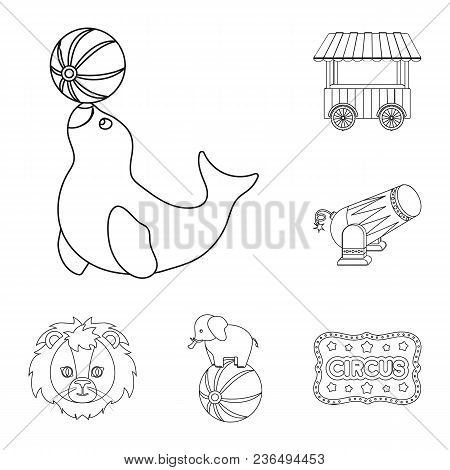 Circus And Attributes Outline Icons In Set Collection For Design. Circus Art Vector Symbol Stock  Il