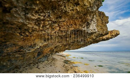 Beautiful Wild Tropical Beach Near Anda With Granite Rocks. Bohol Island. Philippines
