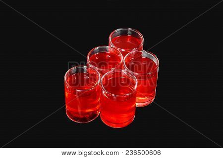 Monochrome Transparent Cocktails, A Set Of Shots A Handful, Five Servings, With A Taste Of Berries, 