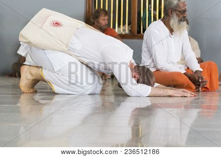 Ashram Of Sri Ramana Maharshi, Tiruvannamalai, Tamil Nadu, India - March Circa, 2018. Unidentified W