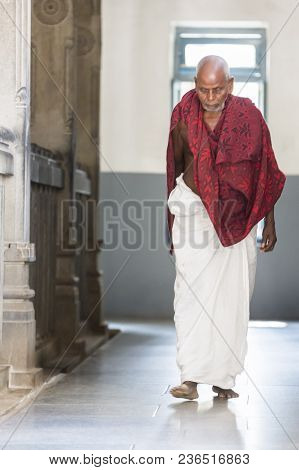 Ashram Of Sri Ramana Maharshi, Tiruvannamalai, Tamil Nadu, India - March Circa, 2018. Unidentified W