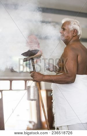 Ashram Of Sri Ramana Maharshi, Tiruvannamalai, Tamil Nadu, India - March Circa, 2018. Unidentified W