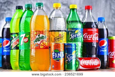 Bottles Of Global Soft Drink Brands