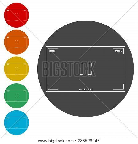 Camera Viewfinder, Simple Illustration On Circle, Set