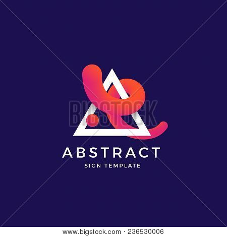 Abstract Vector Blend Curve In A Trinagle Symbol, Sign Or Logo Template. Elegant Curved Line With Br