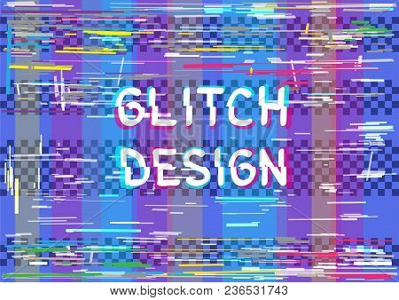 Glitch Blue Color Transparent Anaglyph Background. Computer Or Television Crime Hacker Attack Illust