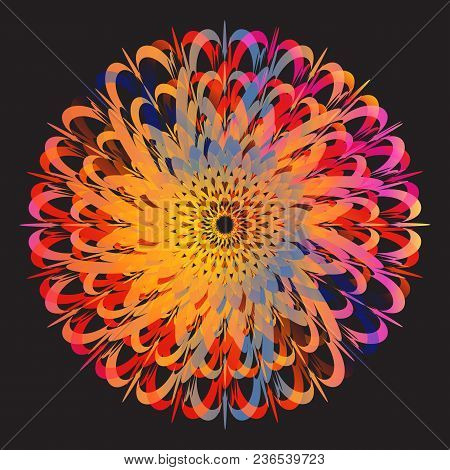 Ethnic Floral Colorful Tribal Circle Mandala. Abstract Geometry Circle. Illustrated Vector.